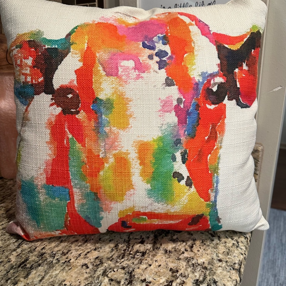 Colorful Cow Print Throw Pillow